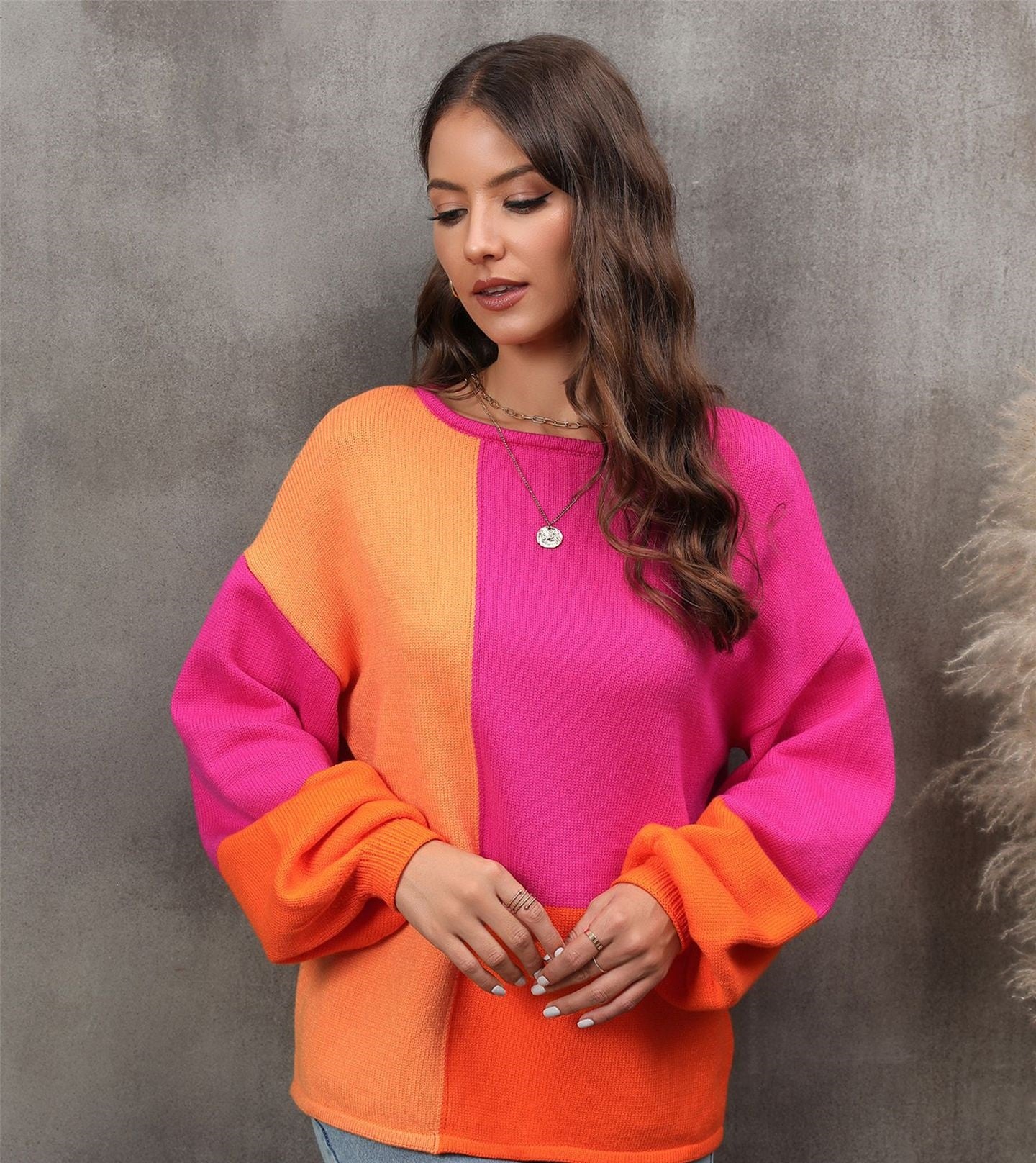 Women's Stitching Fashion Personalized Loose Pullover