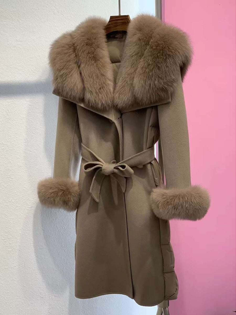 Women's Medium Length Woolen Coat Goose