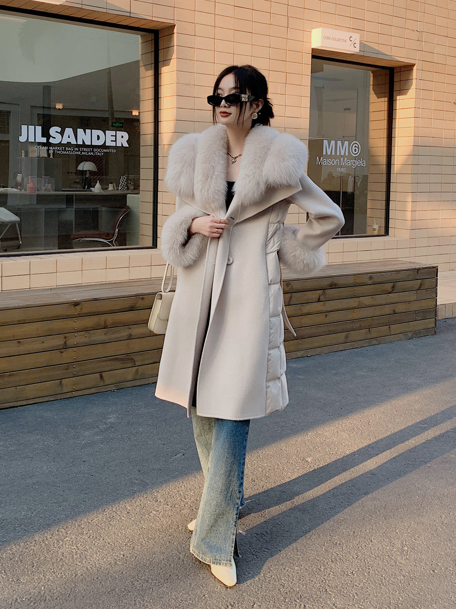 Women's Medium Length Woolen Coat Goose