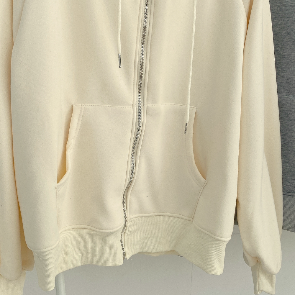 Women's Solid Color Hooded Sweater Zipper