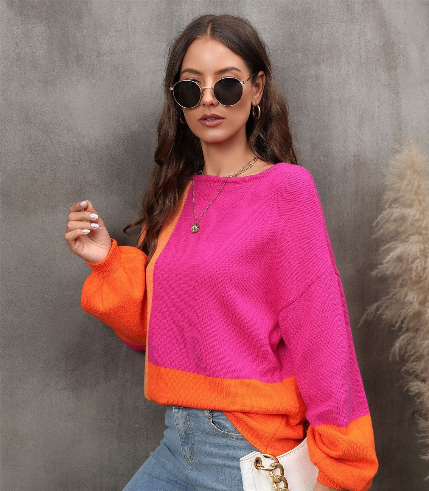 Women's Stitching Fashion Personalized Loose Pullover