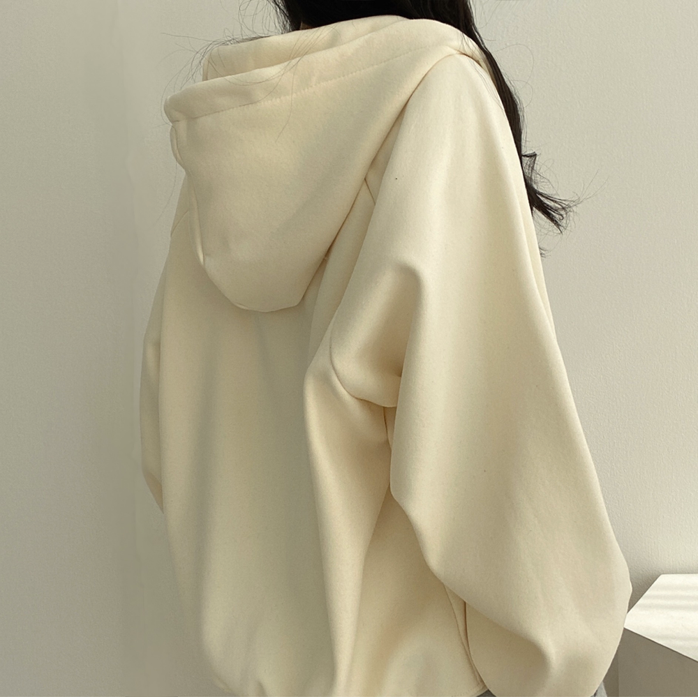 Women's Solid Color Hooded Sweater Zipper