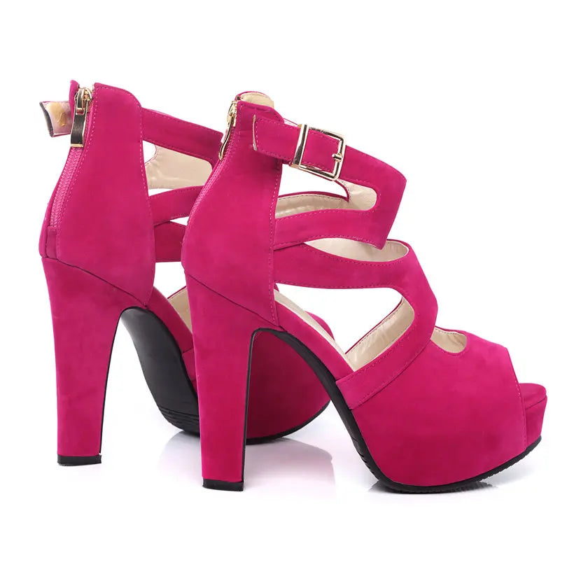 Designer Shoes Women Gladiator Platform Sandals High Chunkys Heels Red Black Party Party Office Summer Rome Zipper Ladies Shoes