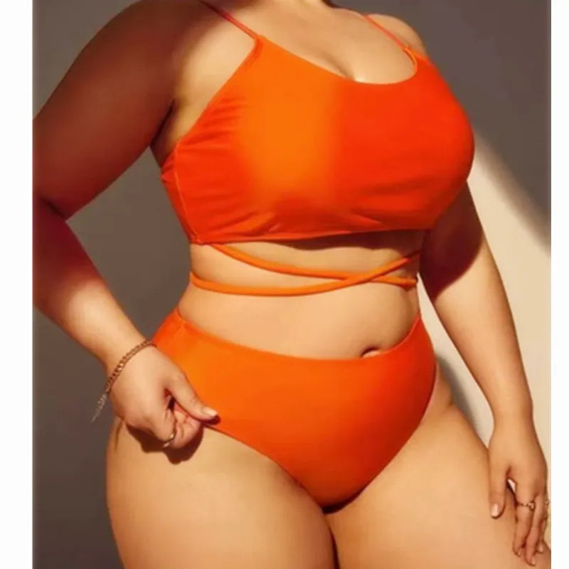 Cikini-Monochrome Swimsuit for Women, Oversized High Waist Skirt, Split Three-Piece Bikini, Swimwear, Bathing Suit, Summer