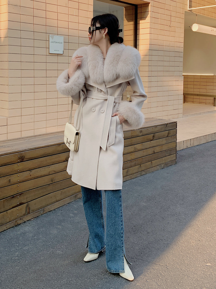 Women's Medium Length Woolen Coat Goose