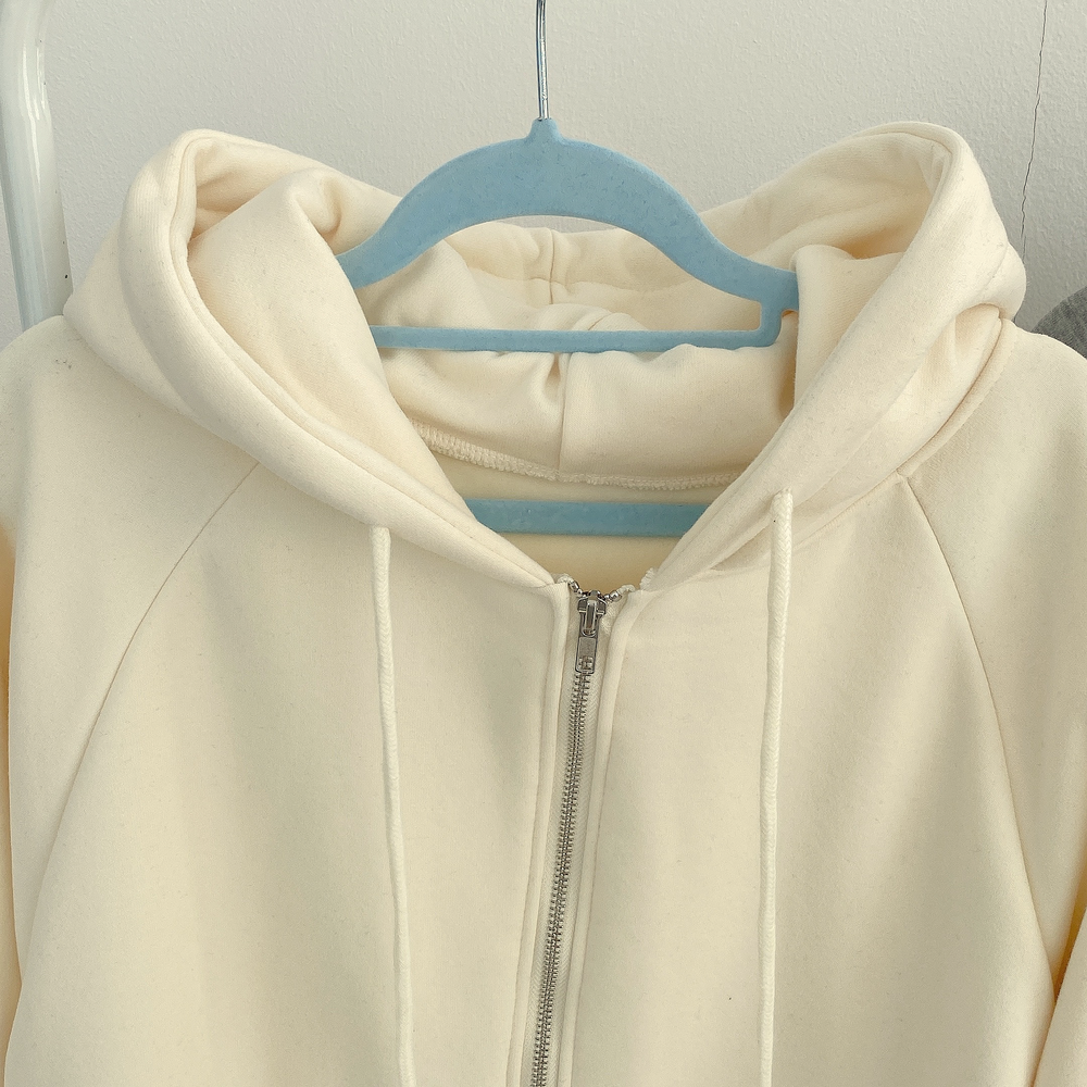 Women's Solid Color Hooded Sweater Zipper