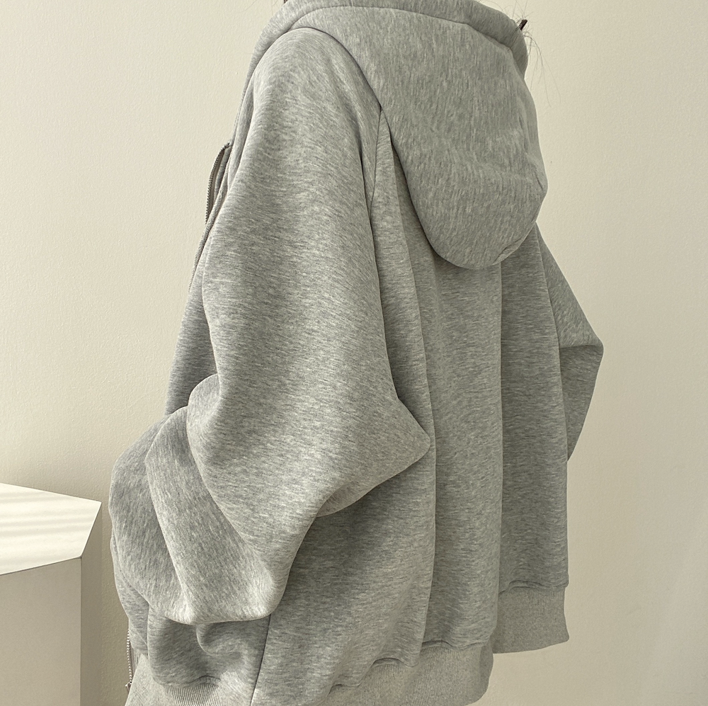 Women's Solid Color Hooded Sweater Zipper