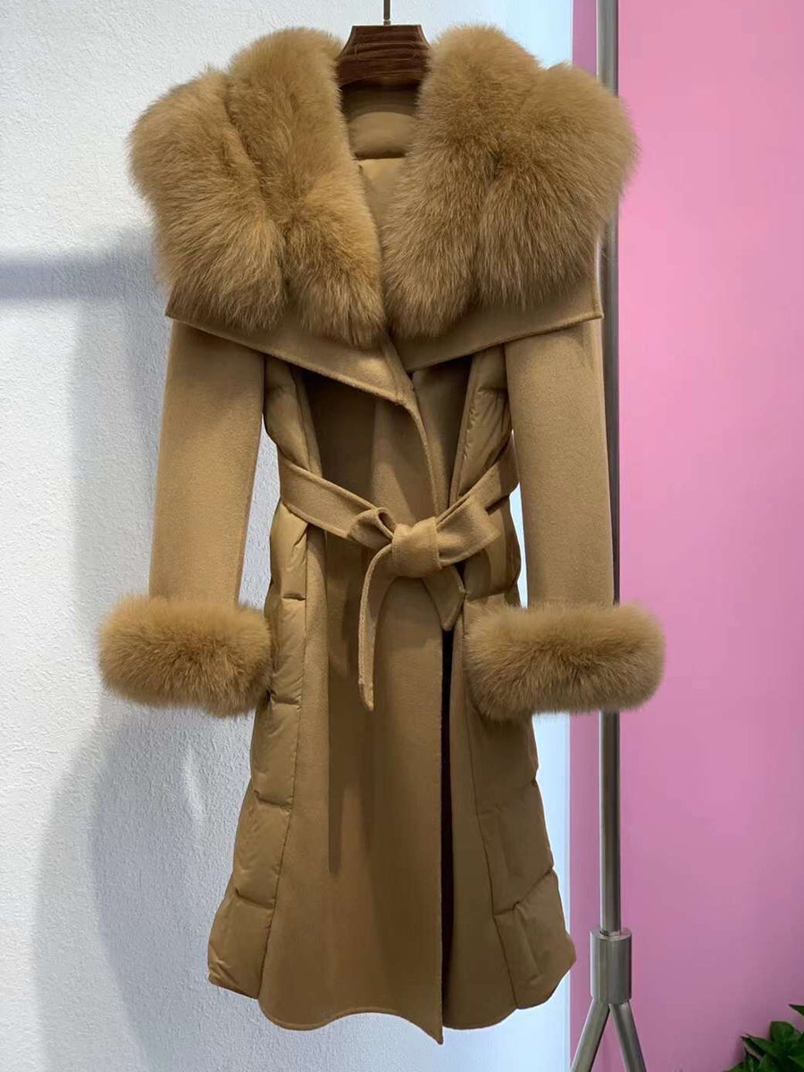 Women's Medium Length Woolen Coat Goose