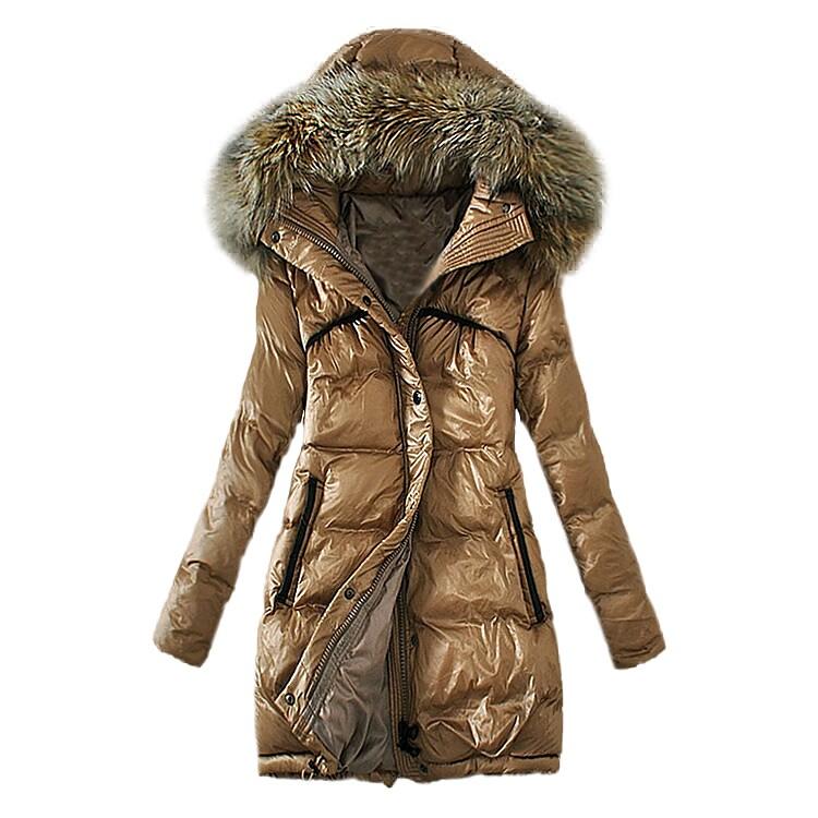 Women's Fur Collar Plus Size Slim Down Jacket