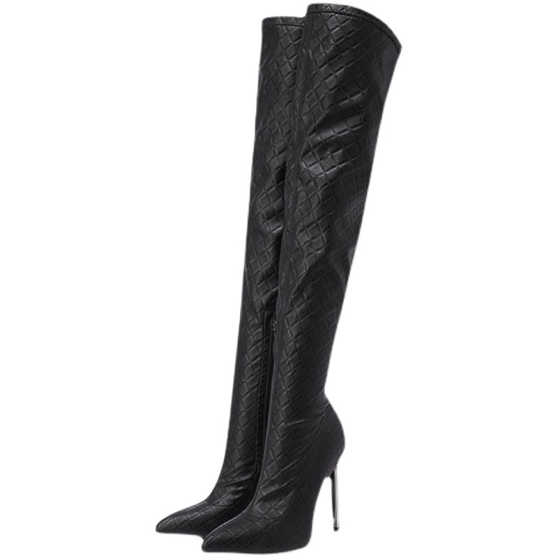 Autumn And Winter New Fashion Heel Black Slim Stretch Boots