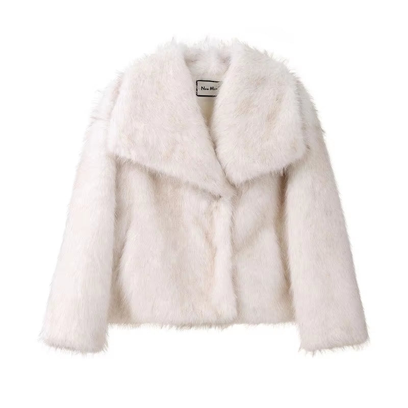 2024 Winter Collection Gradient Faux Fur Coat for Women with Luxurious Big Fur Collar