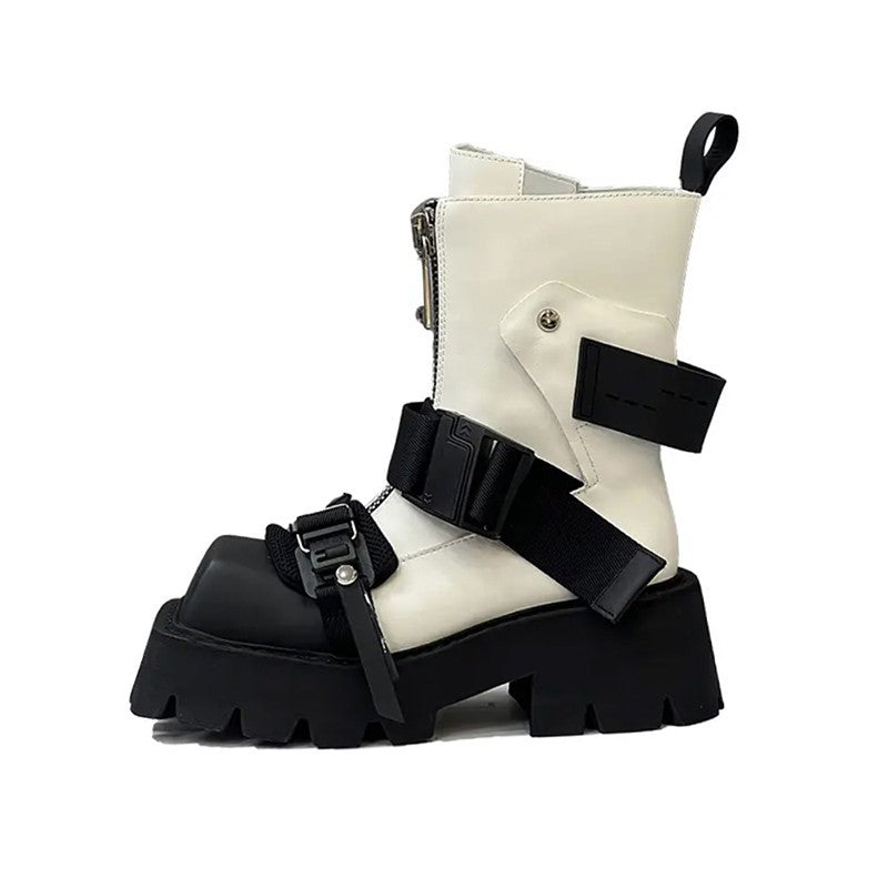 Leather Female Square Ankle Boots