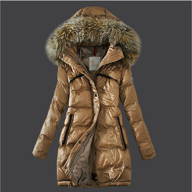 Women's Fur Collar Plus Size Slim Down Jacket