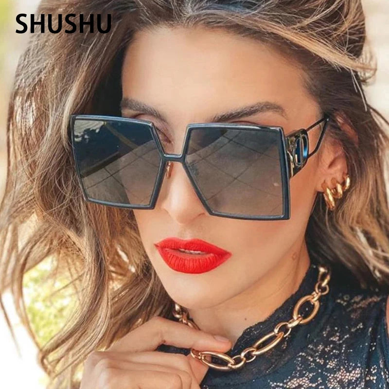 B146 Retro Square Sunglasses Oversized Frame Fashion Ladies Sunglasses Brand Designer Men's Sunshade Glasses UV400 Shade очки