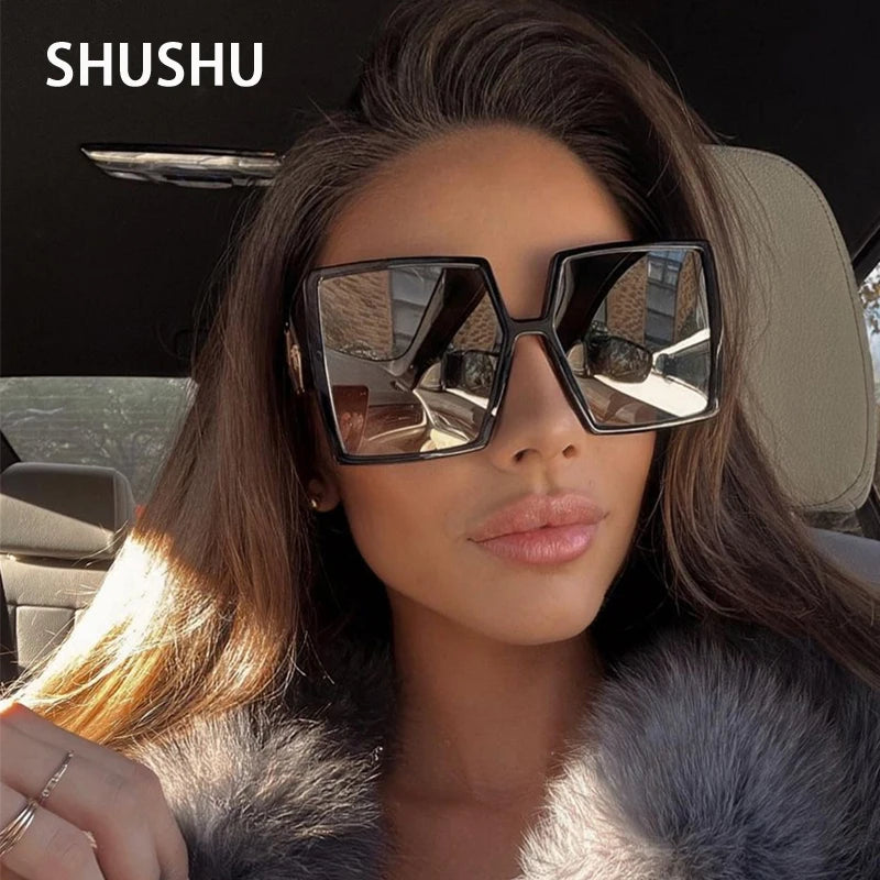 B146 Retro Square Sunglasses Oversized Frame Fashion Ladies Sunglasses Brand Designer Men's Sunshade Glasses UV400 Shade очки