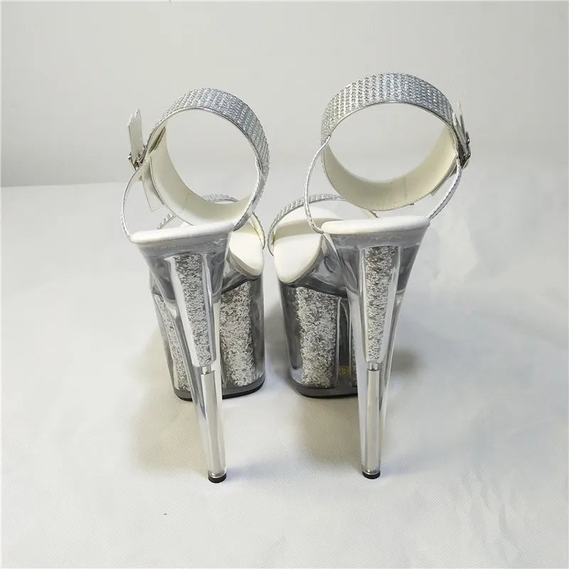 8 inch high heels silver bling bride wedding shoes platform crystal shoes 20cm Platform sexy shoes Exotic Dancer shoes