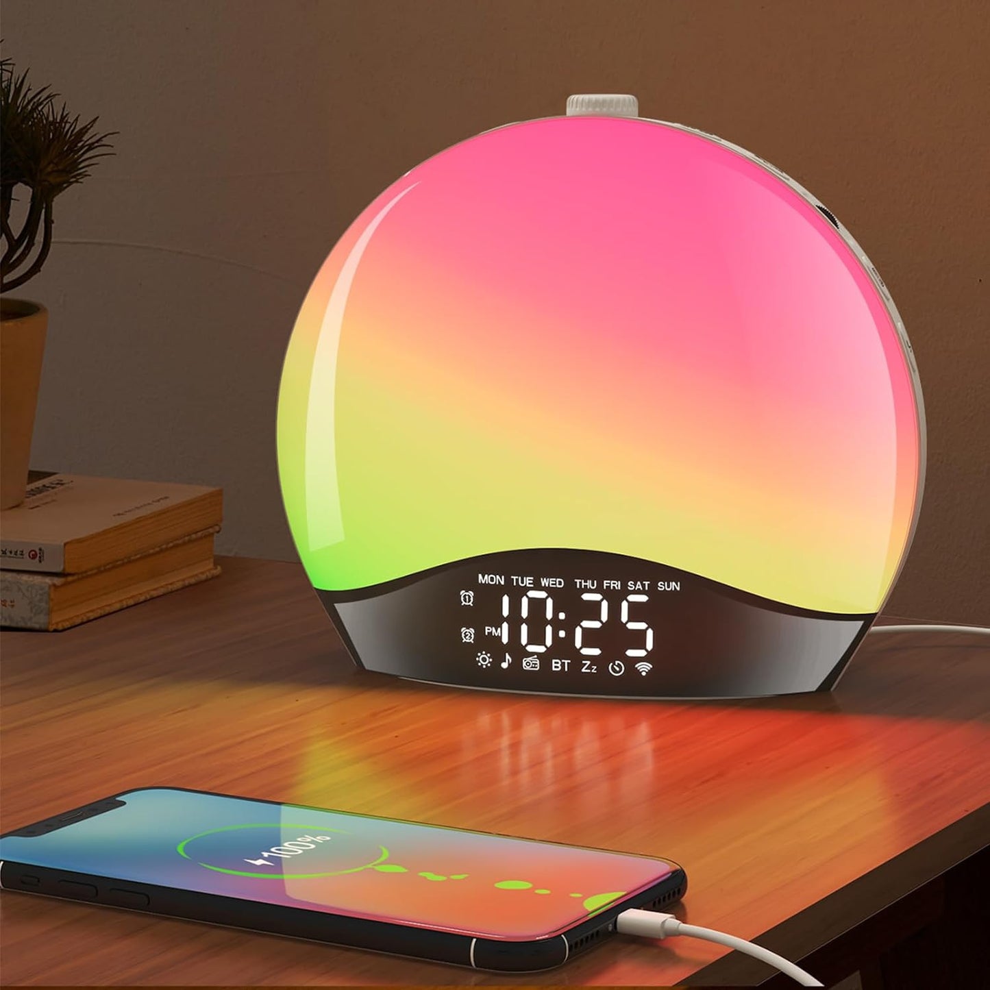 Sunrise Alarm Clock Wake Up Light Smart Wake-up Light With Bluetooth Colorful Bedside Lamp Simulated Sunrise