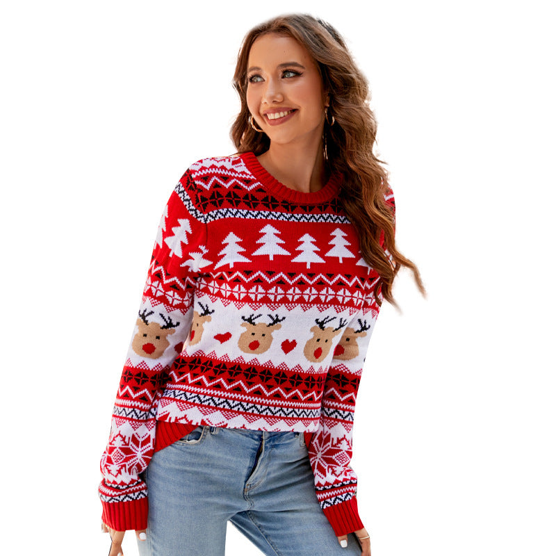 Women's Christmas Jacquard Leisure Pullover