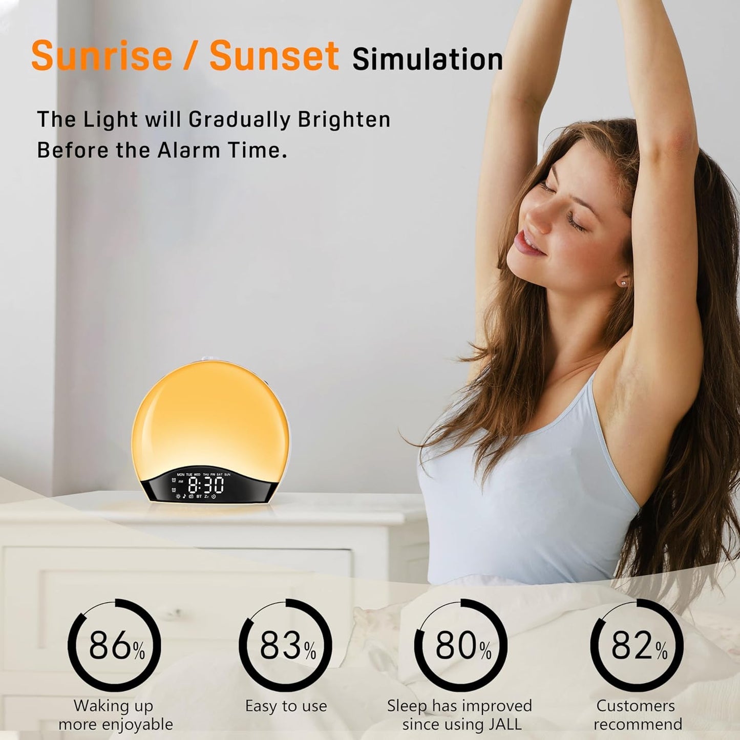 Sunrise Alarm Clock Wake Up Light Smart Wake-up Light With Bluetooth Colorful Bedside Lamp Simulated Sunrise