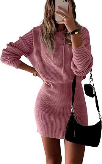 Women's Fashionable Elegant Knitted Hooded Dress