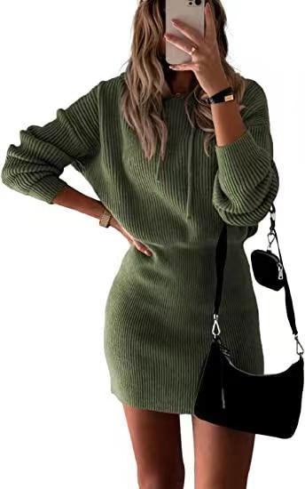 Women's Fashionable Elegant Knitted Hooded Dress