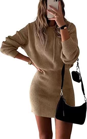 Women's Fashionable Elegant Knitted Hooded Dress