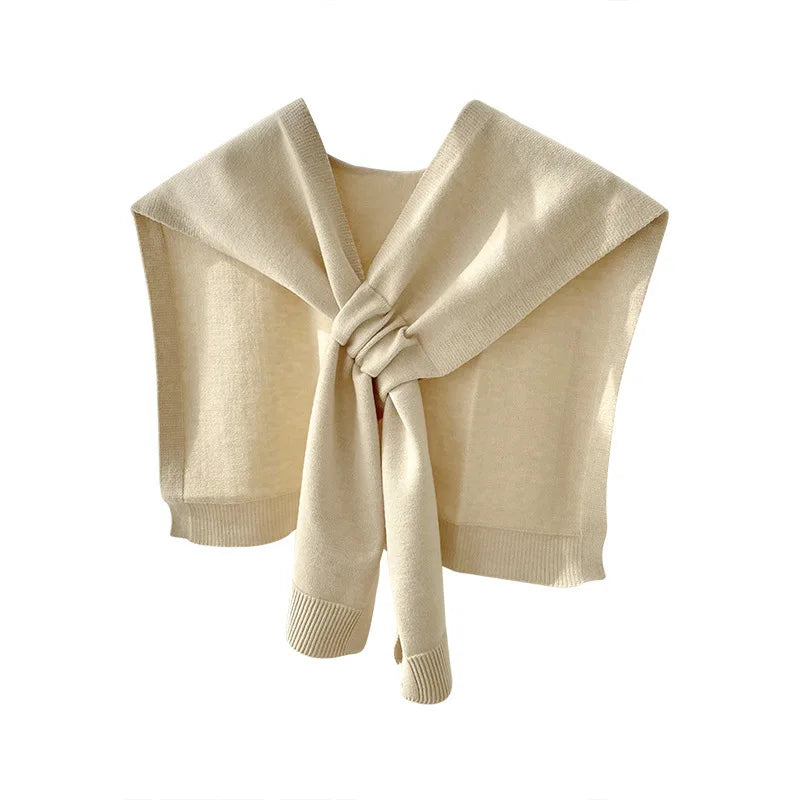 Knitted Solid Color With A Small Cross Shawl Women's Office Air-Conditioned Room Neck Guard Decorative Small Vest False Collar