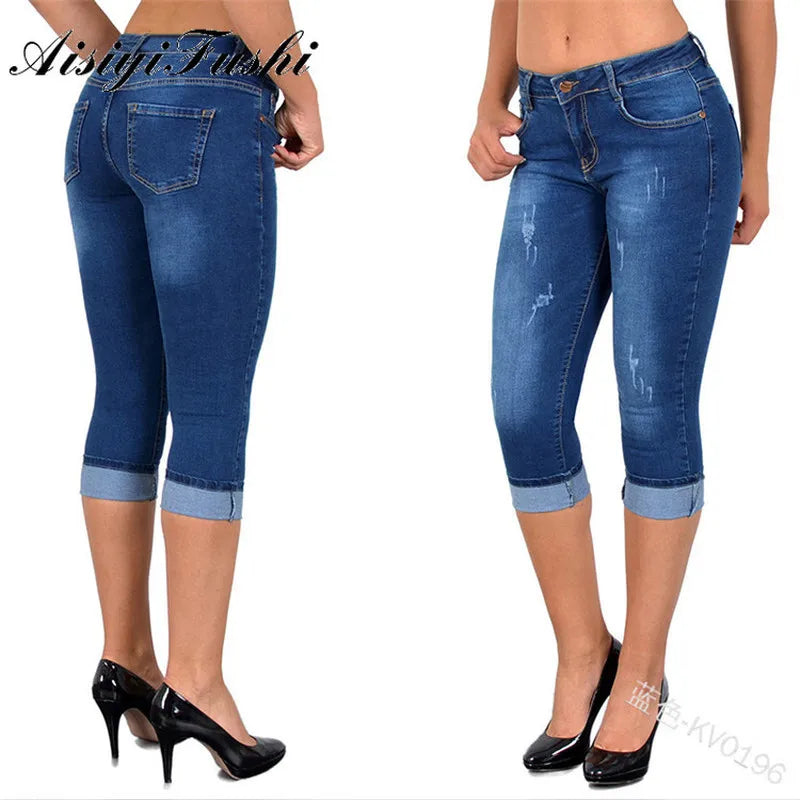 Aisiyifushi Summer Black Jeans Women Slim-fit Solid Mom Jeans Pants Stretch Bottoms Feminino Skinny Jeans Women Plus Size 5xl