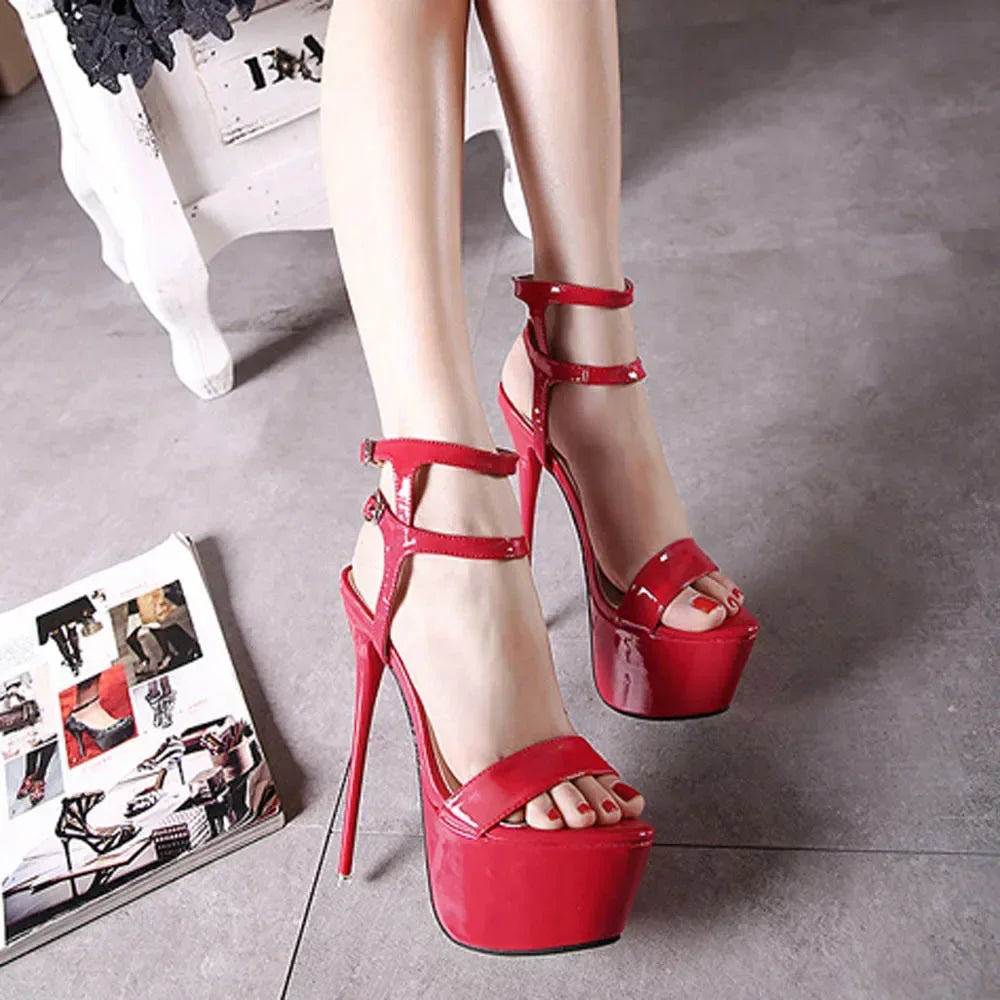 Big Shoe Size 41 42 43 44 45 46 16CM High Heels Sandals Summer Sexy Open Toe Party Dress Platform Gladiator Women Shoes