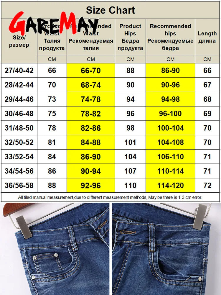 GAREMAY Skinny Capris Jeans Woman Female Stretch Knee Length Denim Shorts Pants Women with High Waist Summer