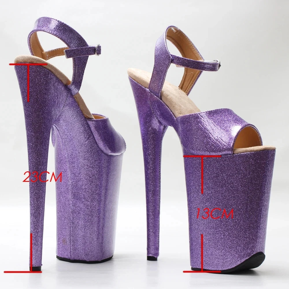 2023 Summer Fashion Glitter Stripper Pole Dance Nightclub Party Club Sandals 23CM High Heeled Platform Queen Models Shoes