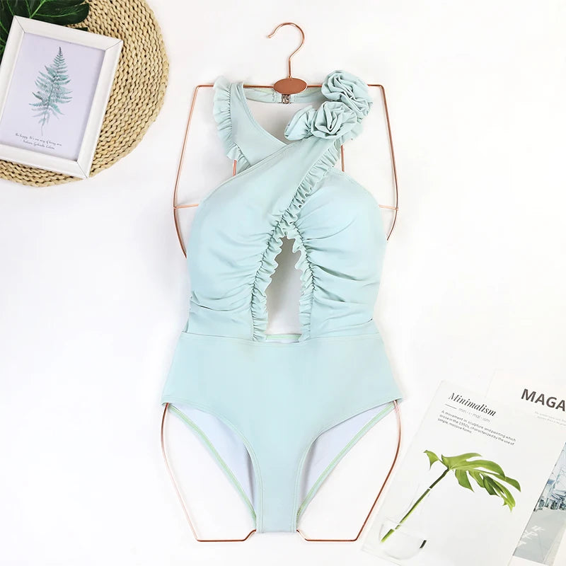 2024 Sexy 3D Flower One Piece Swimsuit Luxury Women Swimwear Monokini Bodysuit With Skirt Bathing Suit Beach Wear Summer Suit