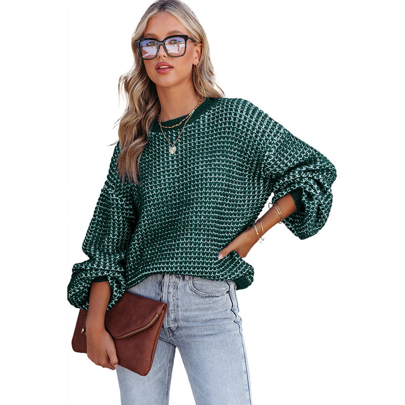 Women's Solid Color Round Neck Off-shoulder Sweater