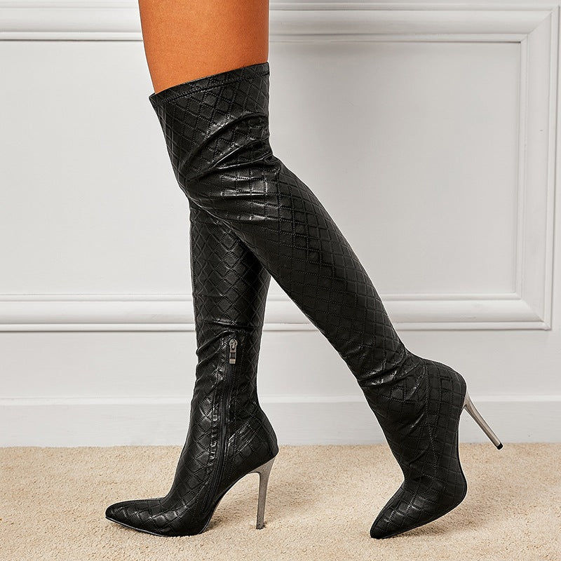 Autumn And Winter New Fashion Heel Black Slim Stretch Boots