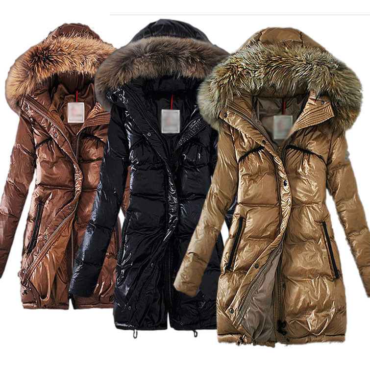 Women's Fur Collar Plus Size Slim Down Jacket