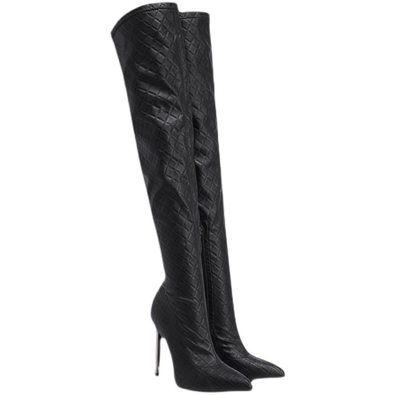 Autumn And Winter New Fashion Heel Black Slim Stretch Boots